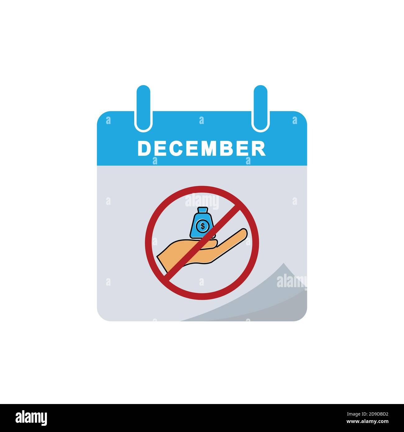 Anti corruption day calendar flat icon with stop corruption icon. Design template vector Stock Vector
