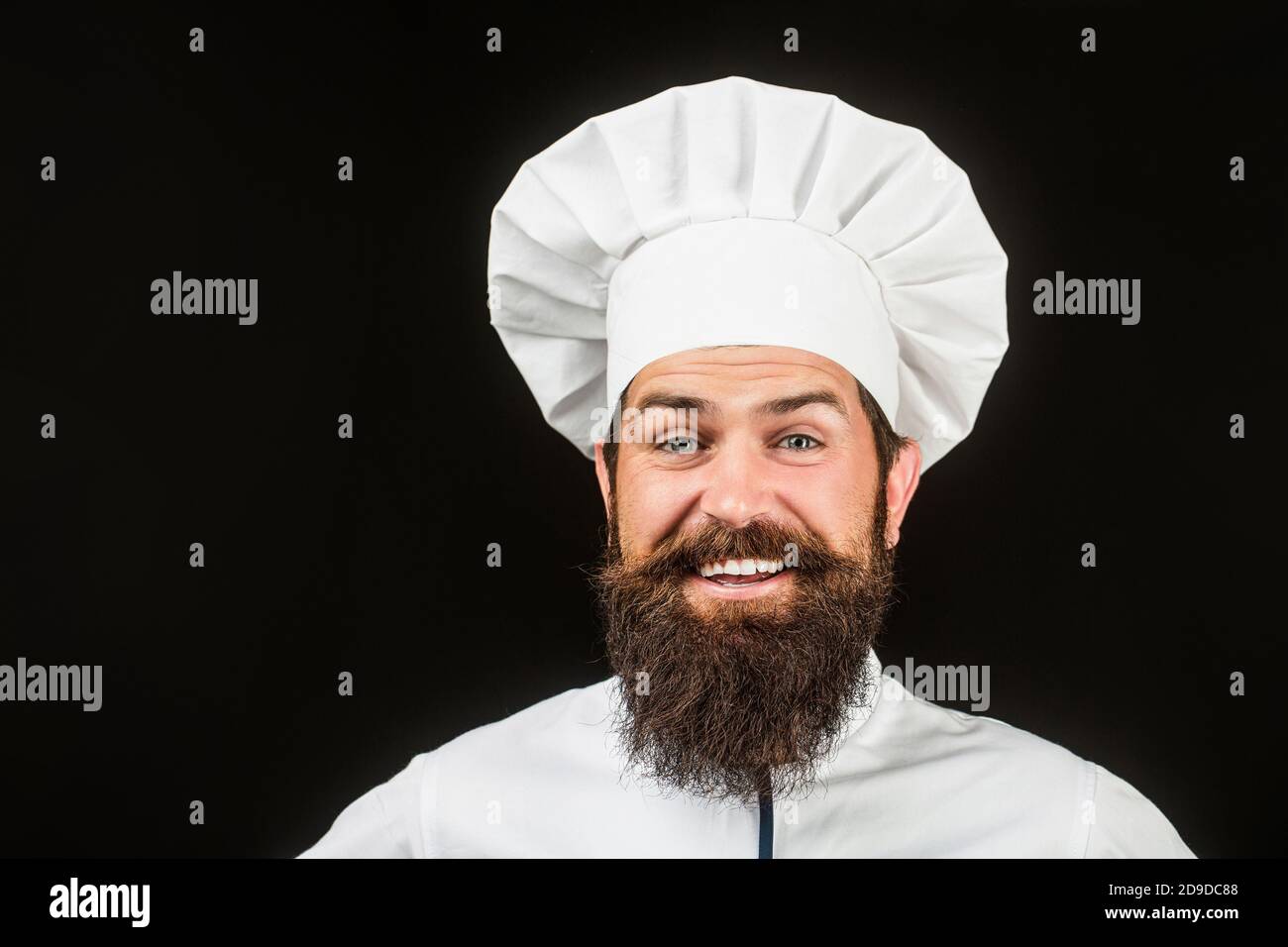 Cook hat. Bearded chef, cooks or baker. Bearded male chefs isolated on