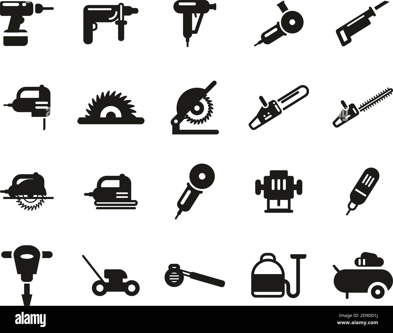 Power Tools Icons Black & White Set Big Stock Vector Image & Art Alamy