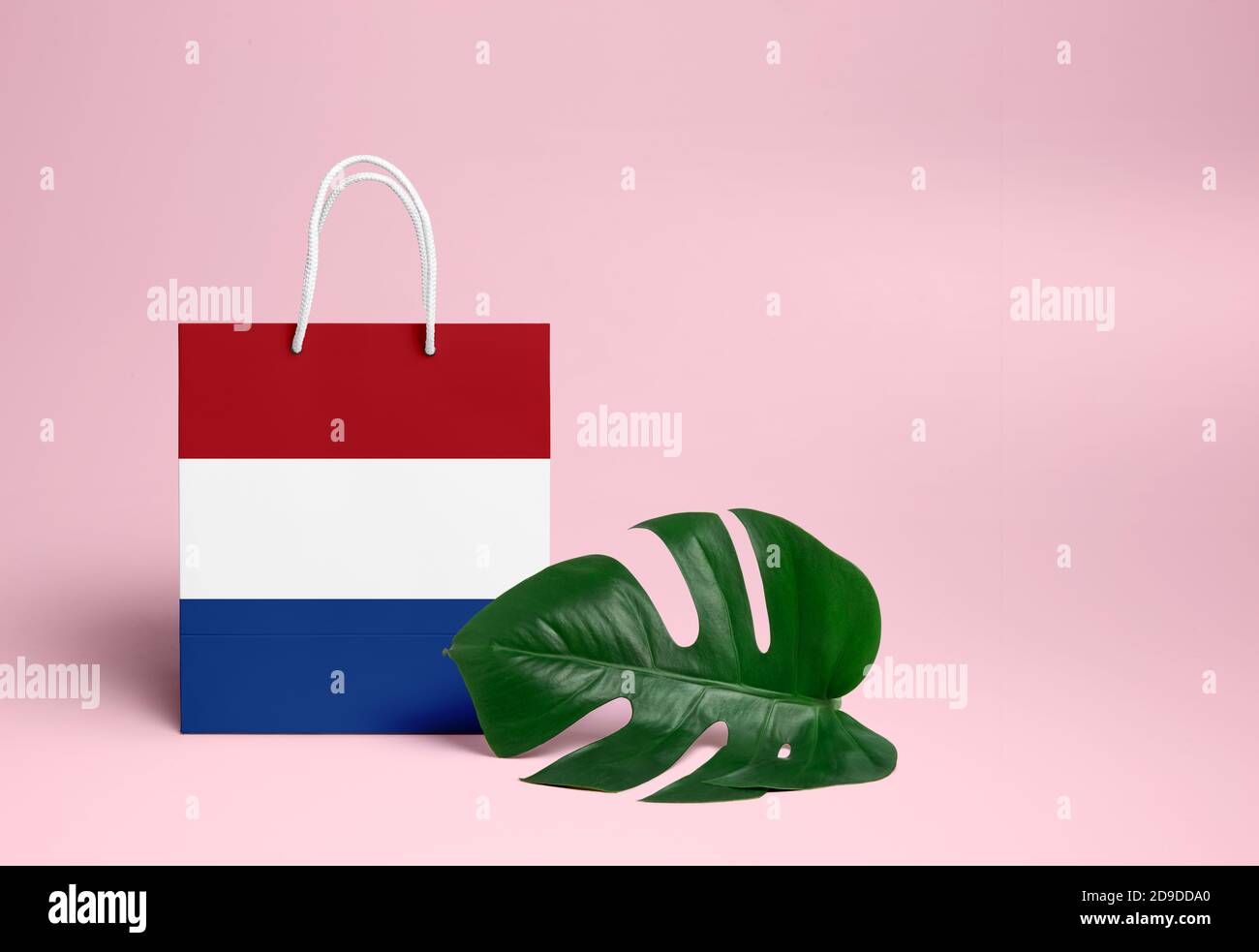 Netherlands shopping concept. National cardboard shopping bag with