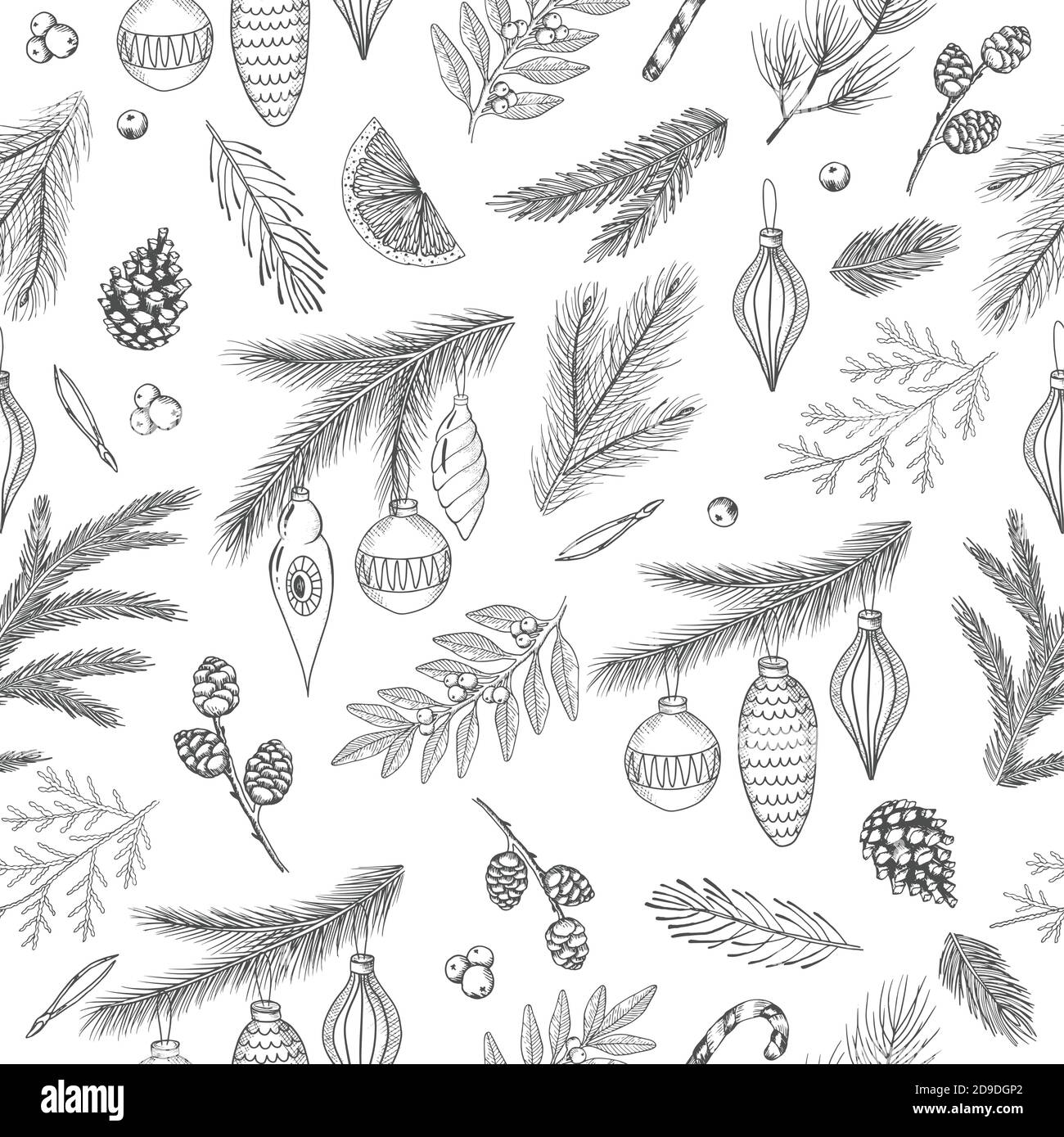 Seamless pattern with Christmas elements. Vector illustration Stock ...