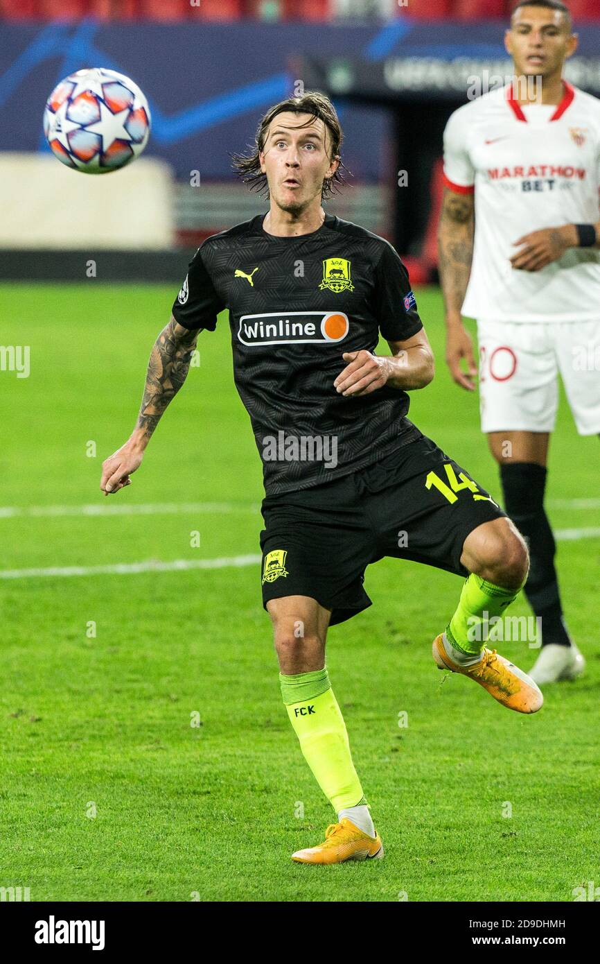 Kristoffer Olsson Of Krasnodar During The Uefa Champions League Group Stage Group E Football Match Between Sevilla Fc And Fk Krasnodar On November 4 2020 At Ramon Sanchez Pizjuan Stadium In Sevilla