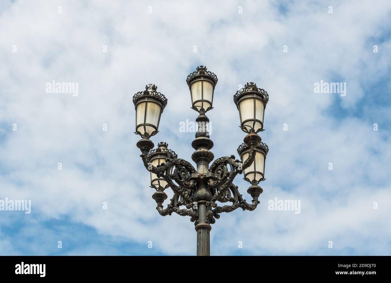 Lamppost in the Plaza de Maria Pita in A Coruña, Galicia, Spain Stock Photo