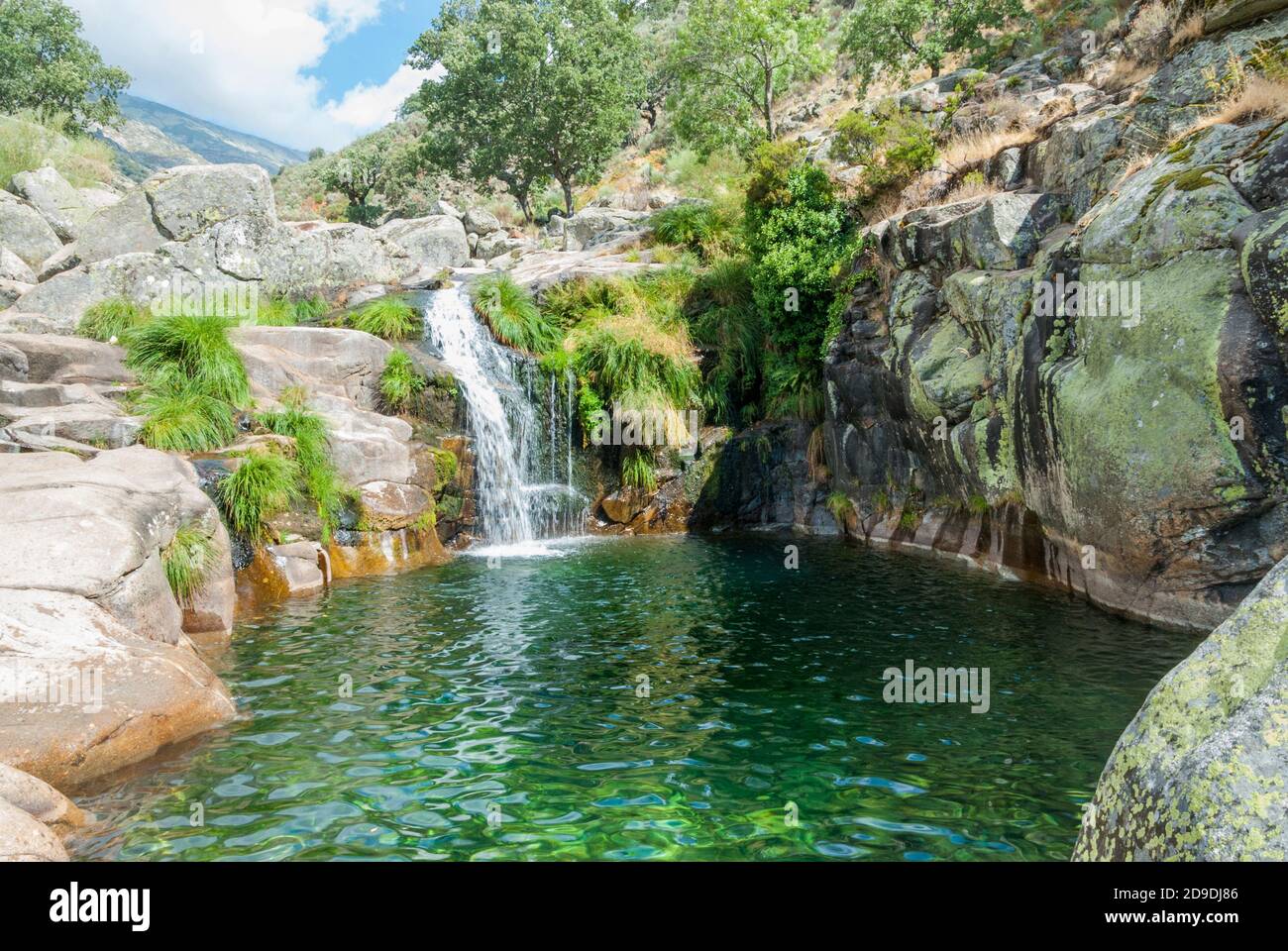 waterfall in mountain river Stock Photo