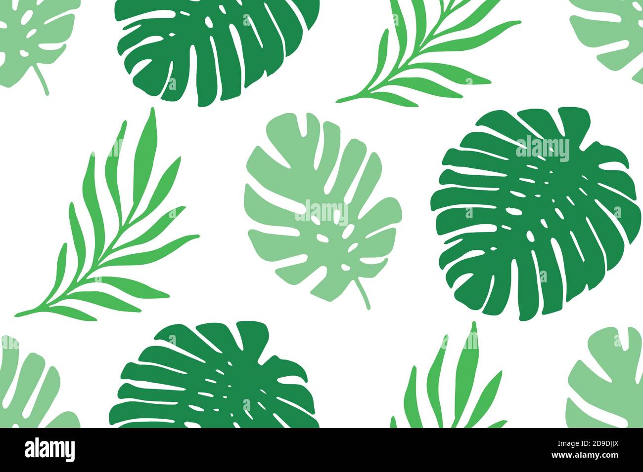 Tropical palm leaves seamless vector pattern. Monstera leaves exotic ...