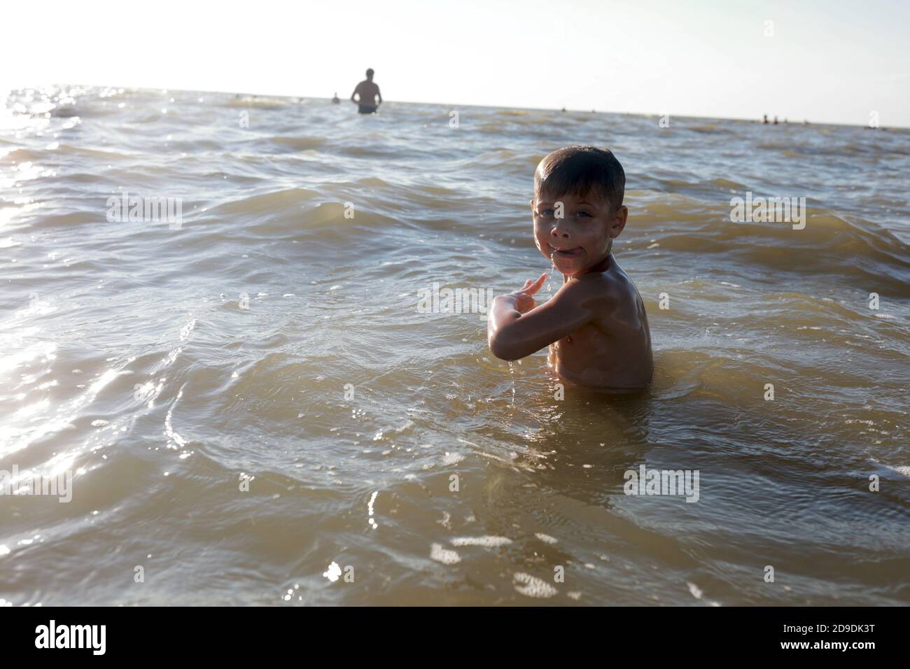 Boy Swimming In Sea Of Azov Primorsko Akhtarsk Russia Stock Photo Alamy