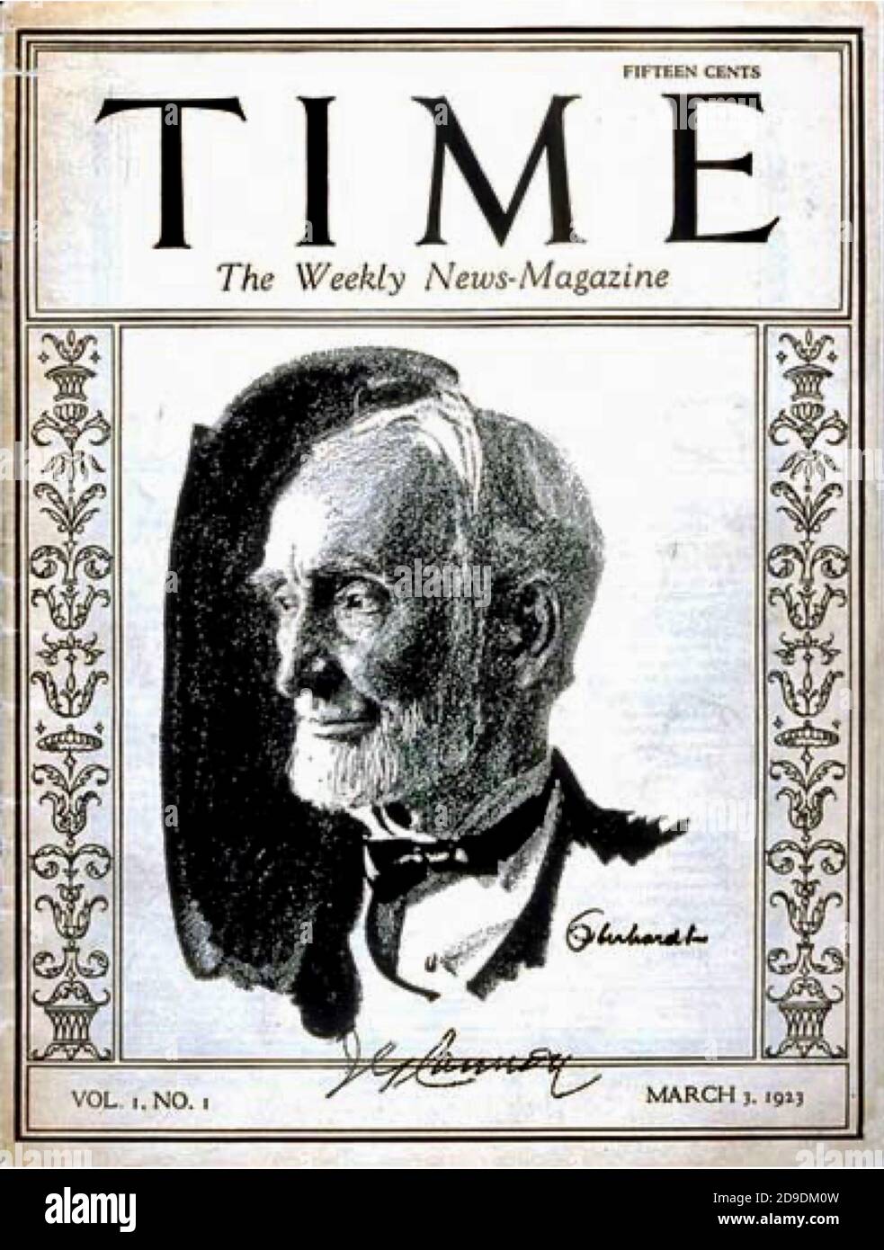 Time magazine, Volume 1 Issue 1, March 3, 1923 The cover shows the Speaker of the United States House of Representatives - Joseph G Cannon Stock Photo