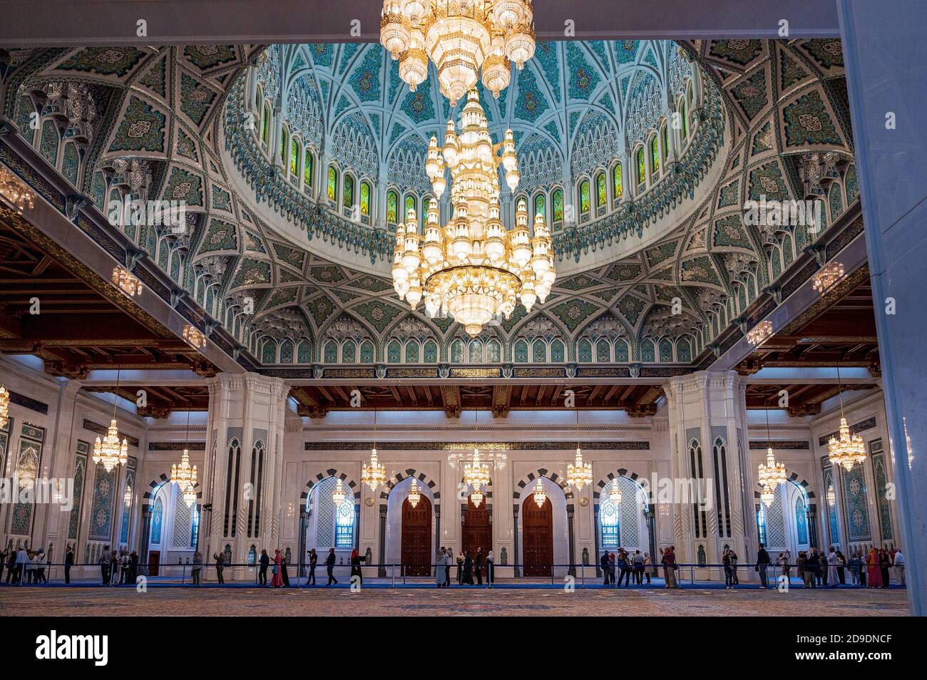 The Sultan Qaboos Grand Mosque in Muscat, Sultanate of Oman. Financed by Sultan Qaboos bin Said al Said, the mosque is home to the world's largest han Stock Photo