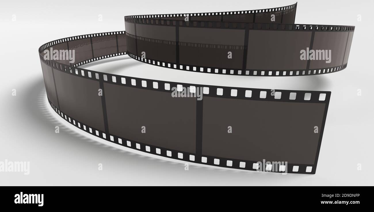 Film strip isolated on white background. 3D rendered illustration Stock