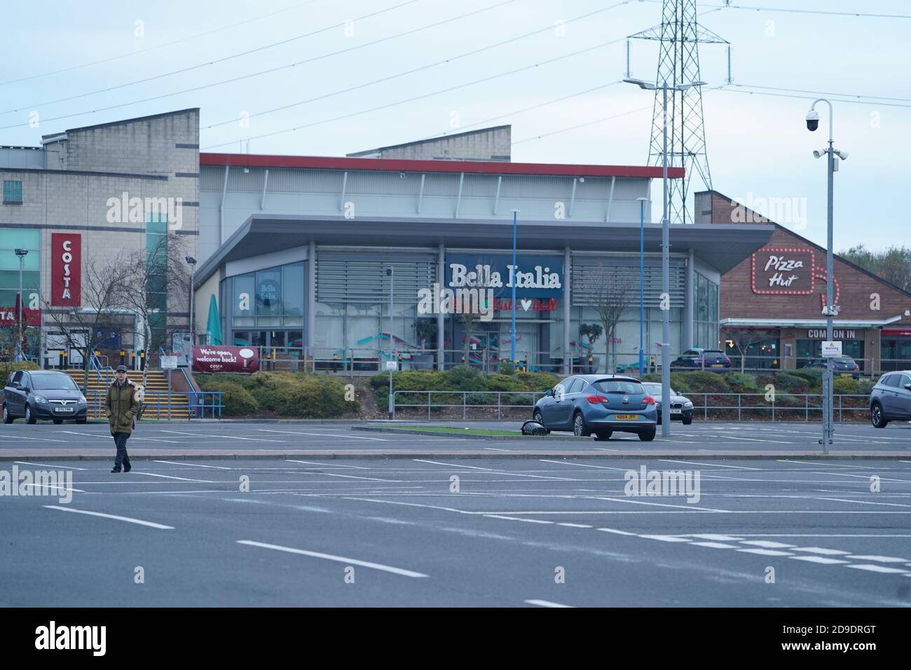 Bella Italia restaurant at Wallsend, Tyneside, at the start of a four week national lockdown for England. Stock Photo