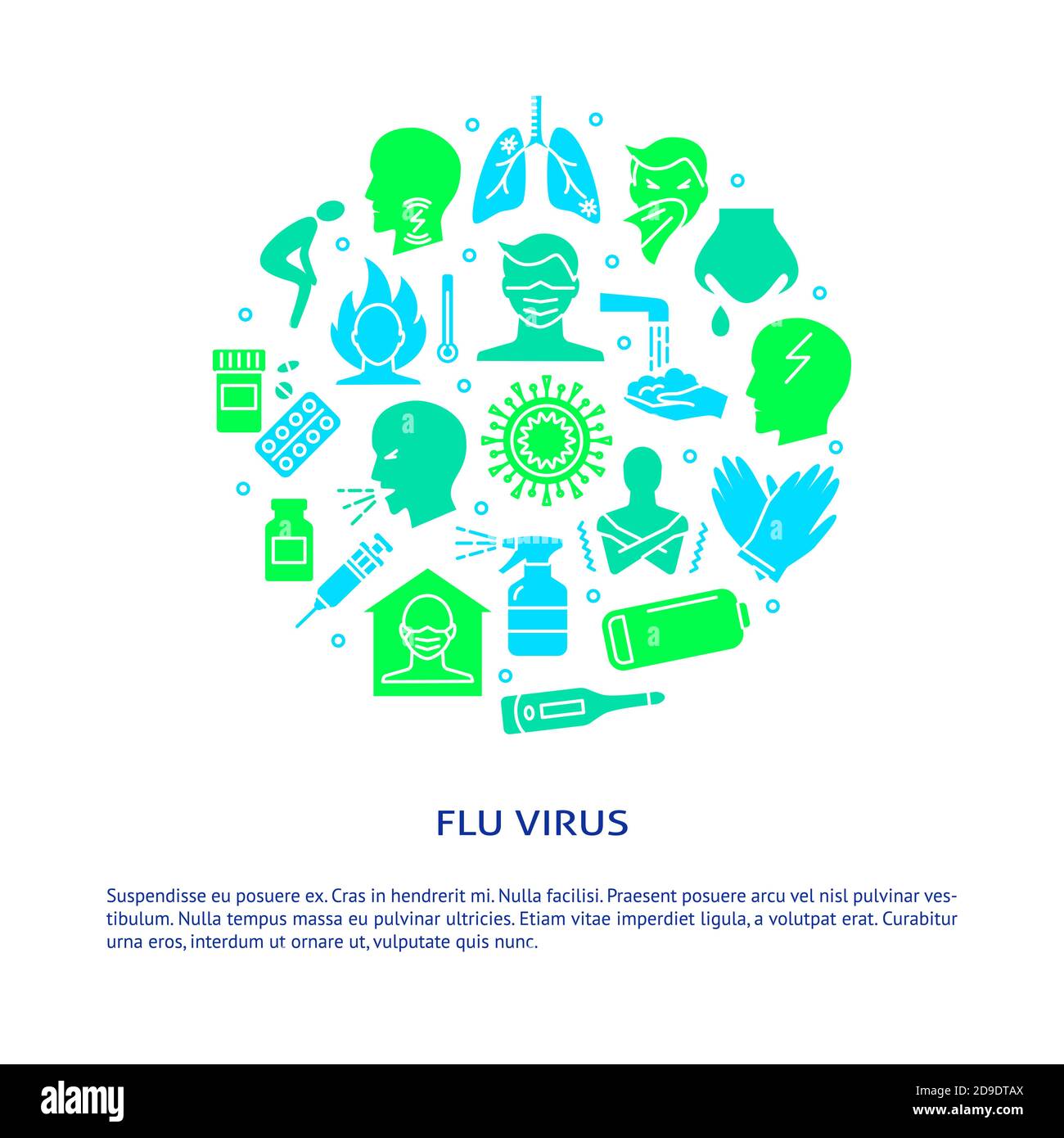 Flu Vector Flu and influenza round concept banner in flat style Stock Vector Image ...