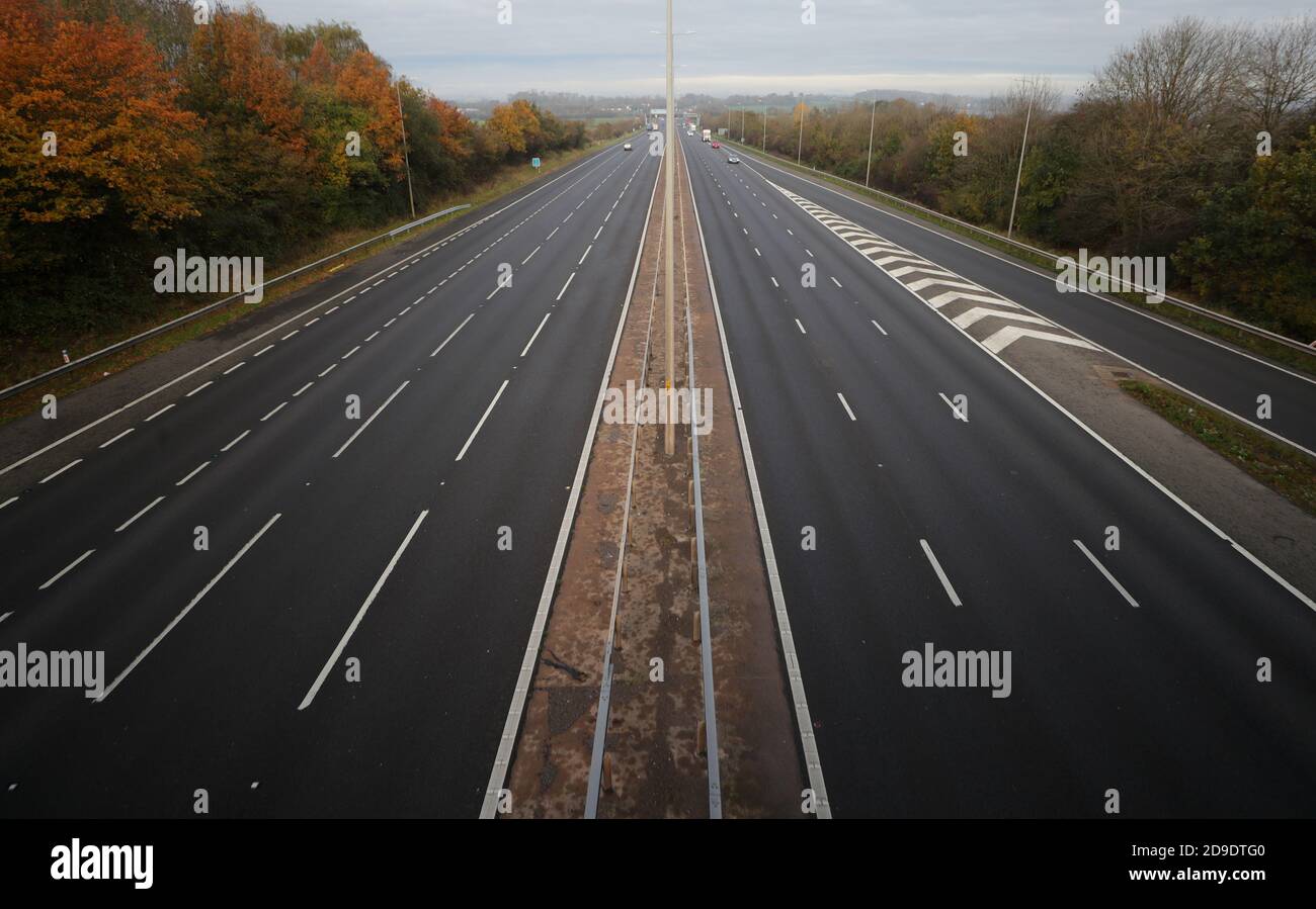 The M5 motorway near junction 8 at 0845 at the start of a four week national lockdown for England. Stock Photo
