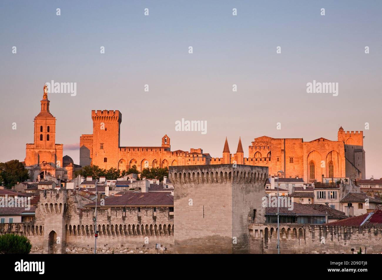 geography / travel, France, Avignon, view of with Papal Palace and cathedral Notre-Dame, Additional-Rights-Clearance-Info-Not-Available Stock Photo