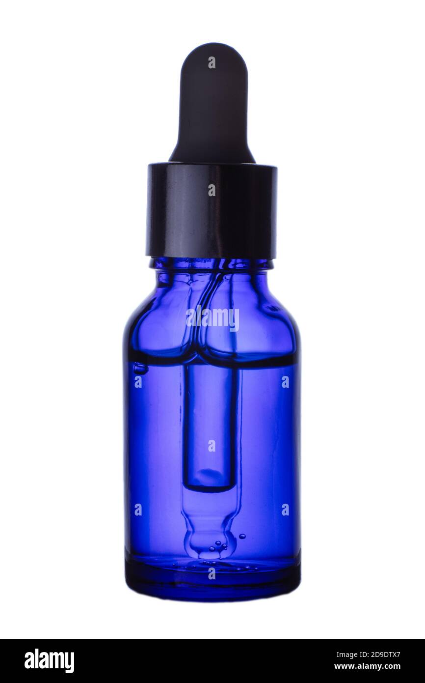 Serum glass bottle isolated on white background. Cosmetics skin care