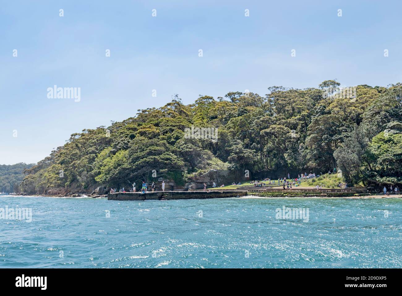 Bradley's Head, named after the First Fleet naval officer William Bradley is a popular fishing and picnicking spot in Sydney Harbour, Australia Stock Photo