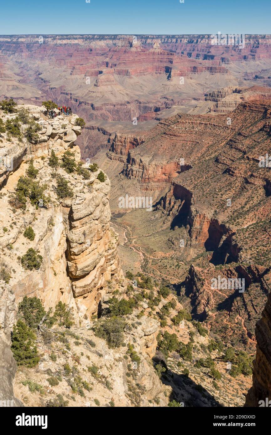Gorge of the Grand Canyon Gorge, eroded rocky landscape viewed from the south bank of the Colorado, Grand Canyon National Park, Arizona, United States Stock Photo