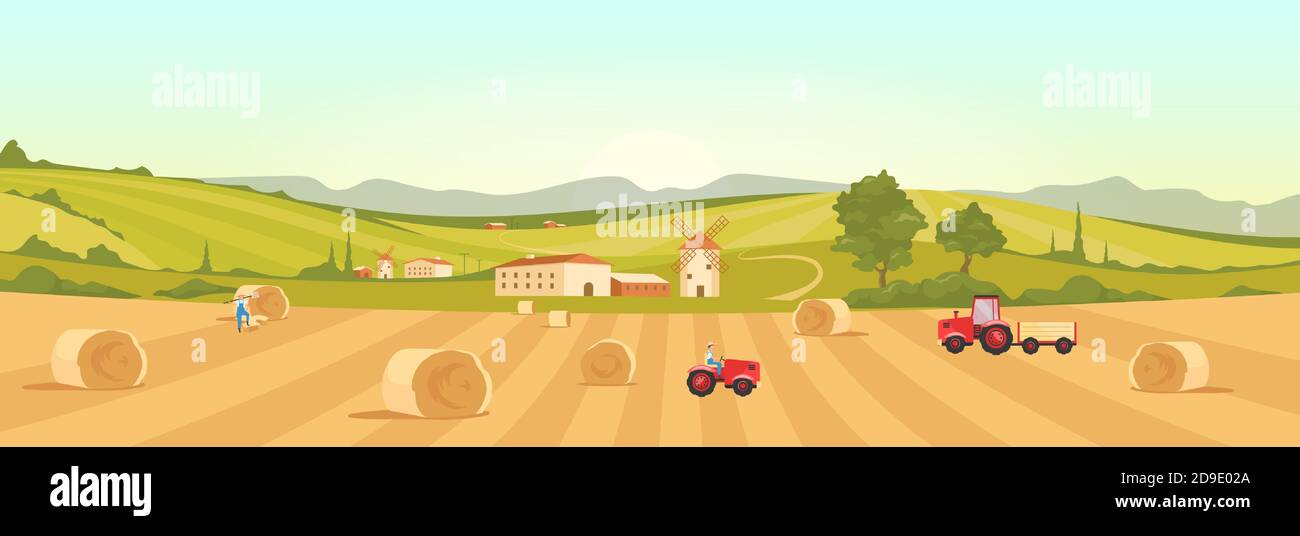 Farmland flat color vector illustration Stock Vector Image & Art - Alamy