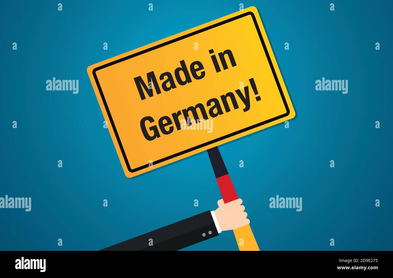 Made in Germany road sign held up with German flag colors vector illustration Stock Vector