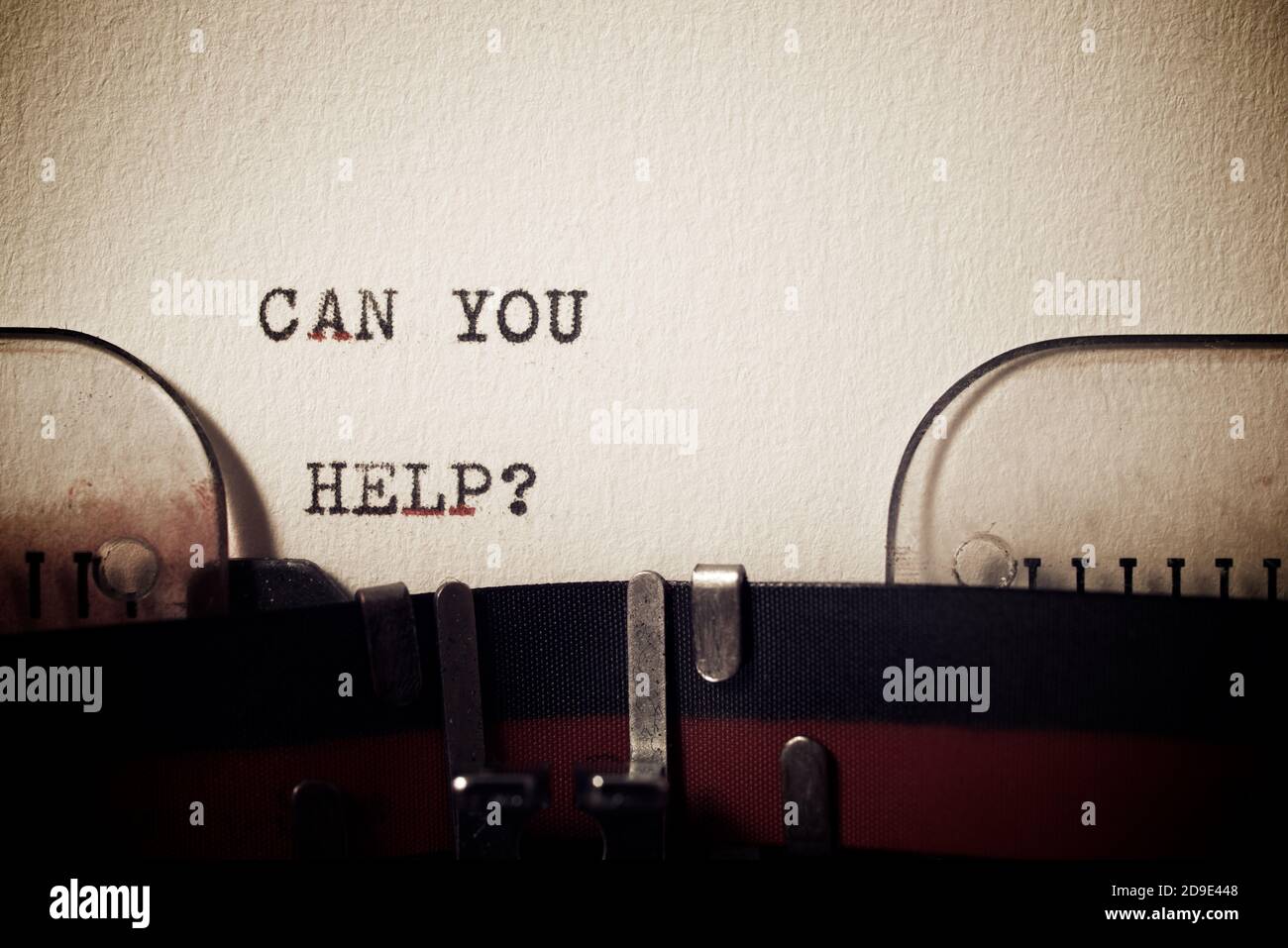 Can you help question phrase written with a typewriter. Stock Photo