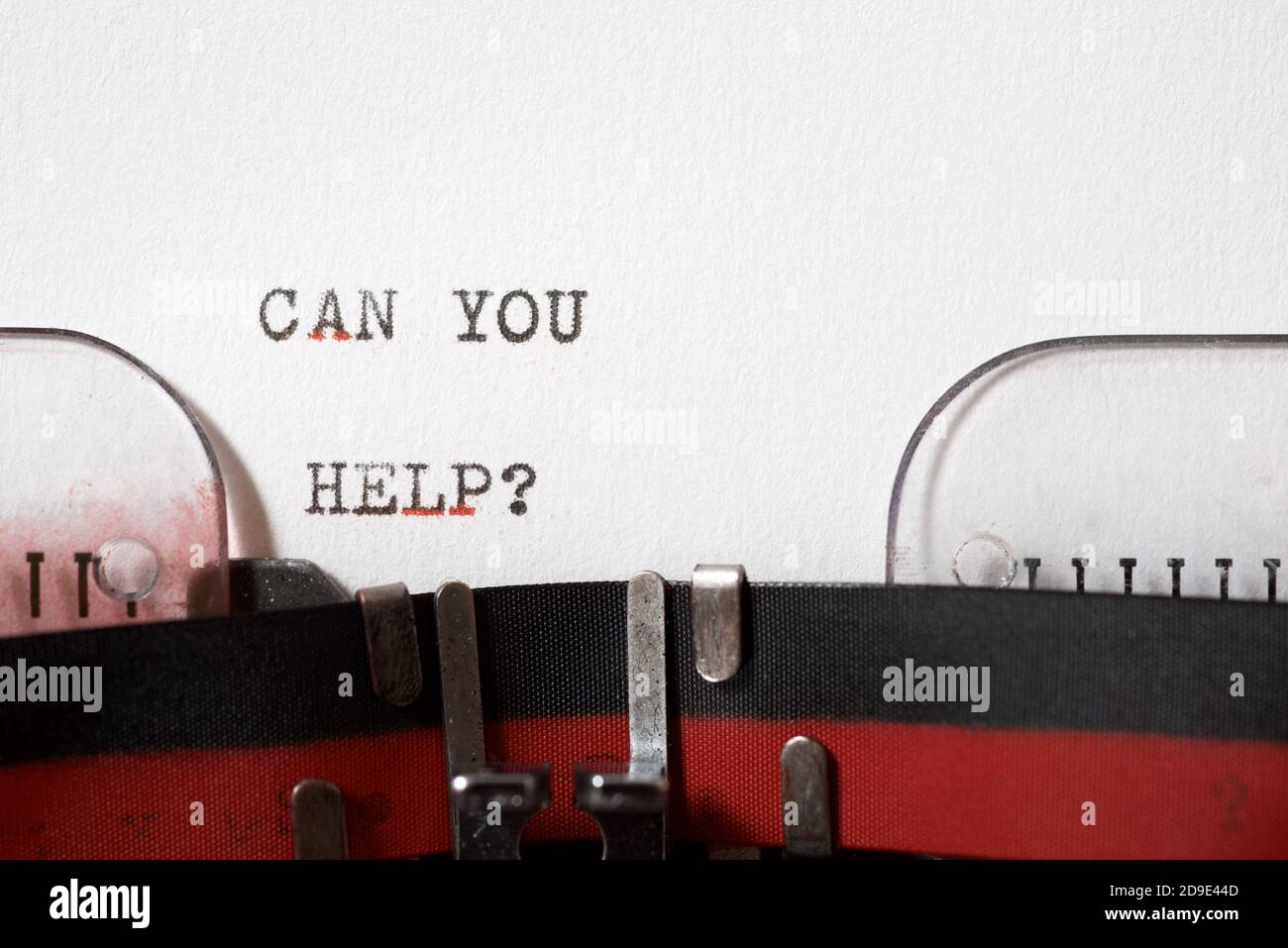 Can you help question phrase written with a typewriter. Stock Photo