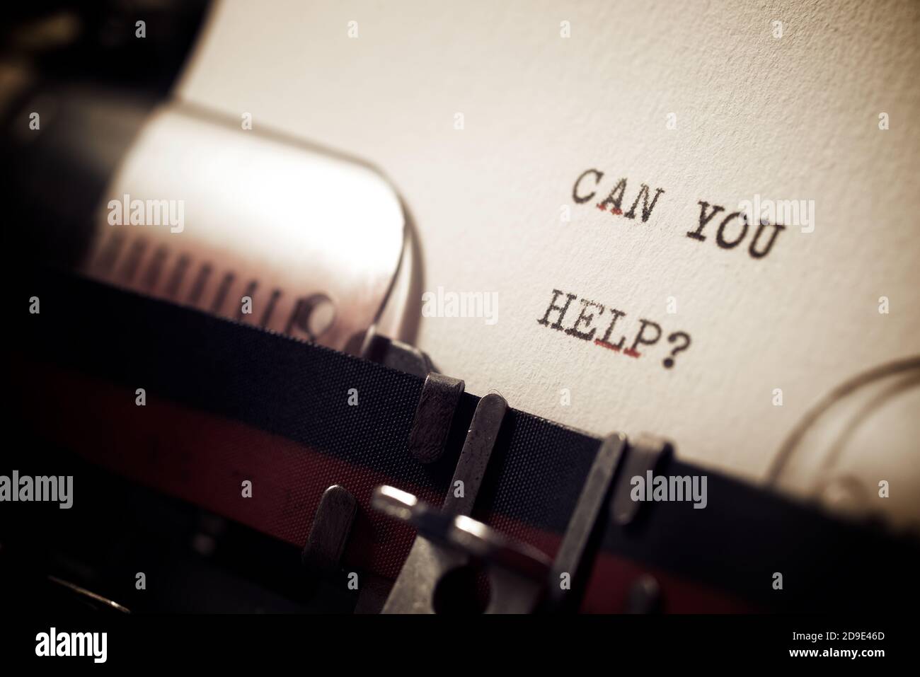 Can you help question phrase written with a typewriter. Stock Photo
