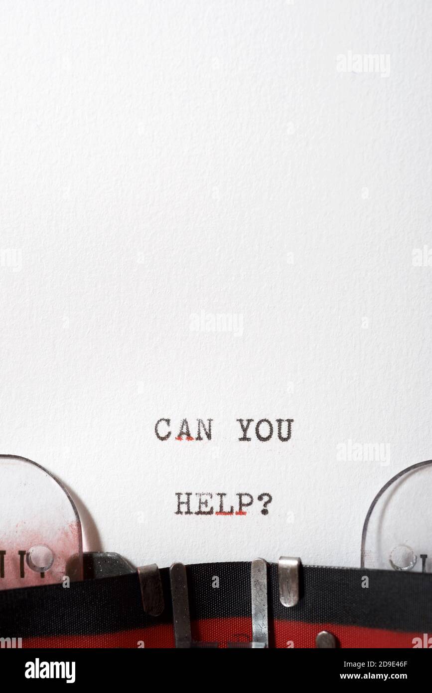 Can you help question phrase written with a typewriter. Stock Photo