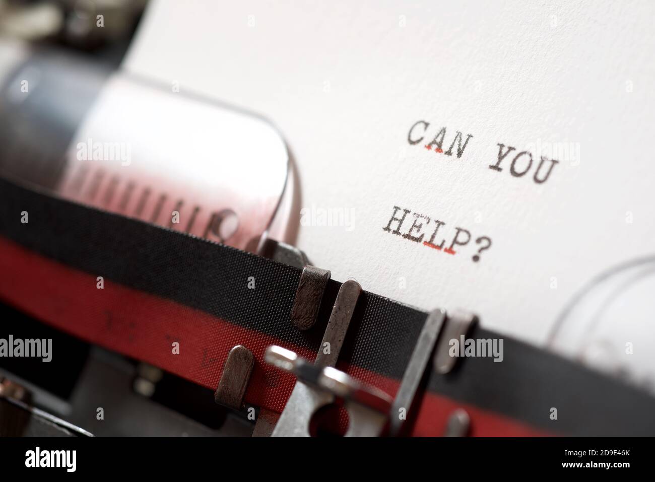 Can you help question phrase written with a typewriter. Stock Photo