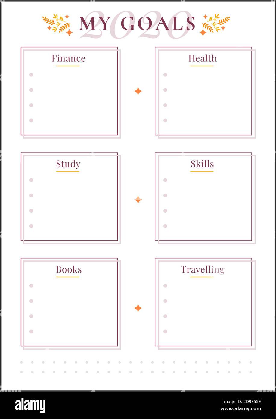 2020 goal spread minimalist planner page design Stock Vector Image ...
