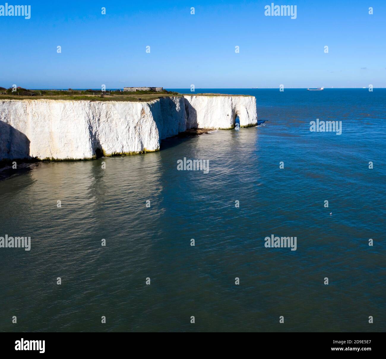 Aerial view of the Chalk Sea Arch, at Kingsgate Bay, Broadstairs Kent