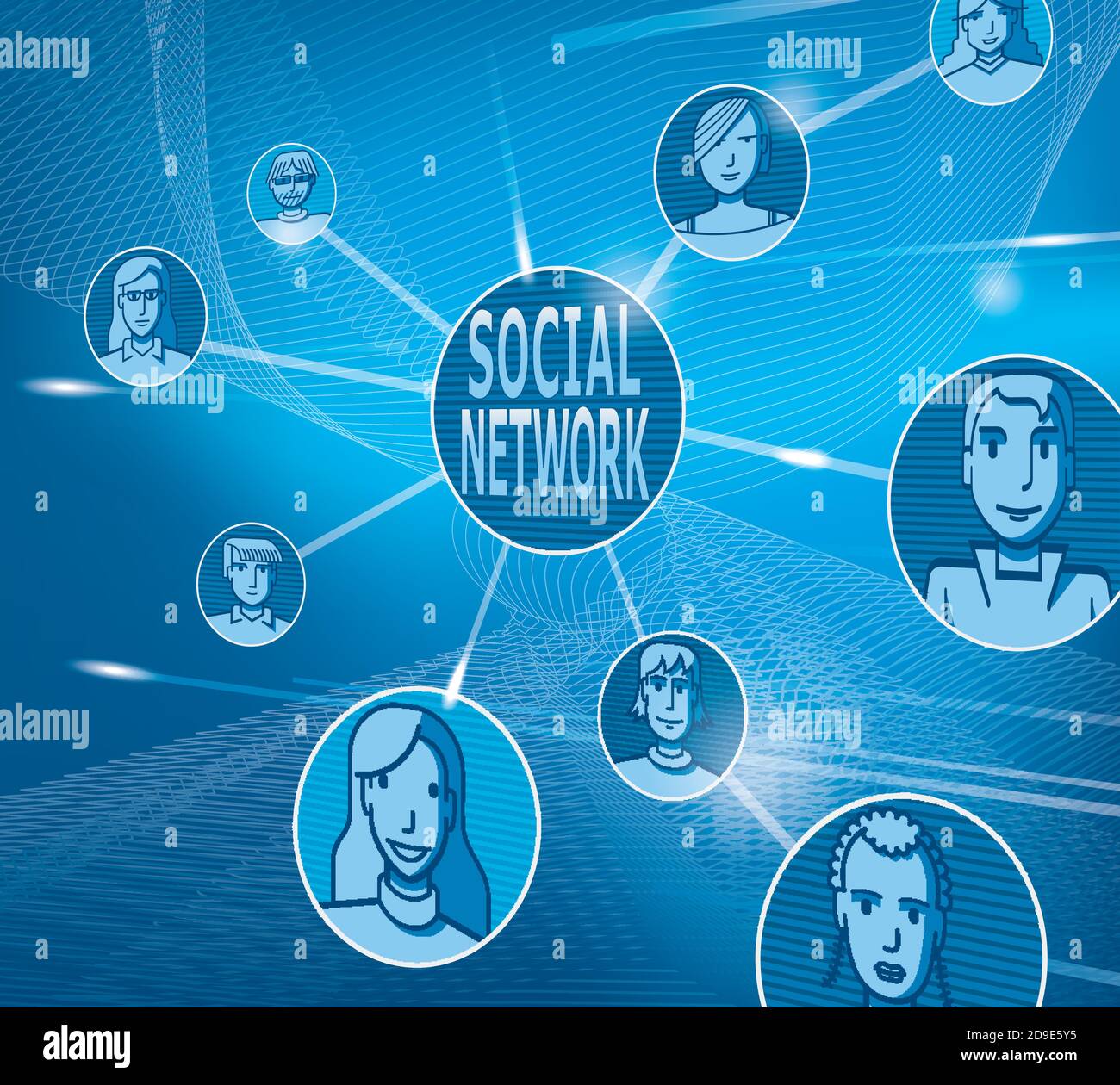 Vector illustration of a touch screen with a representation of social networks. Stock Vector