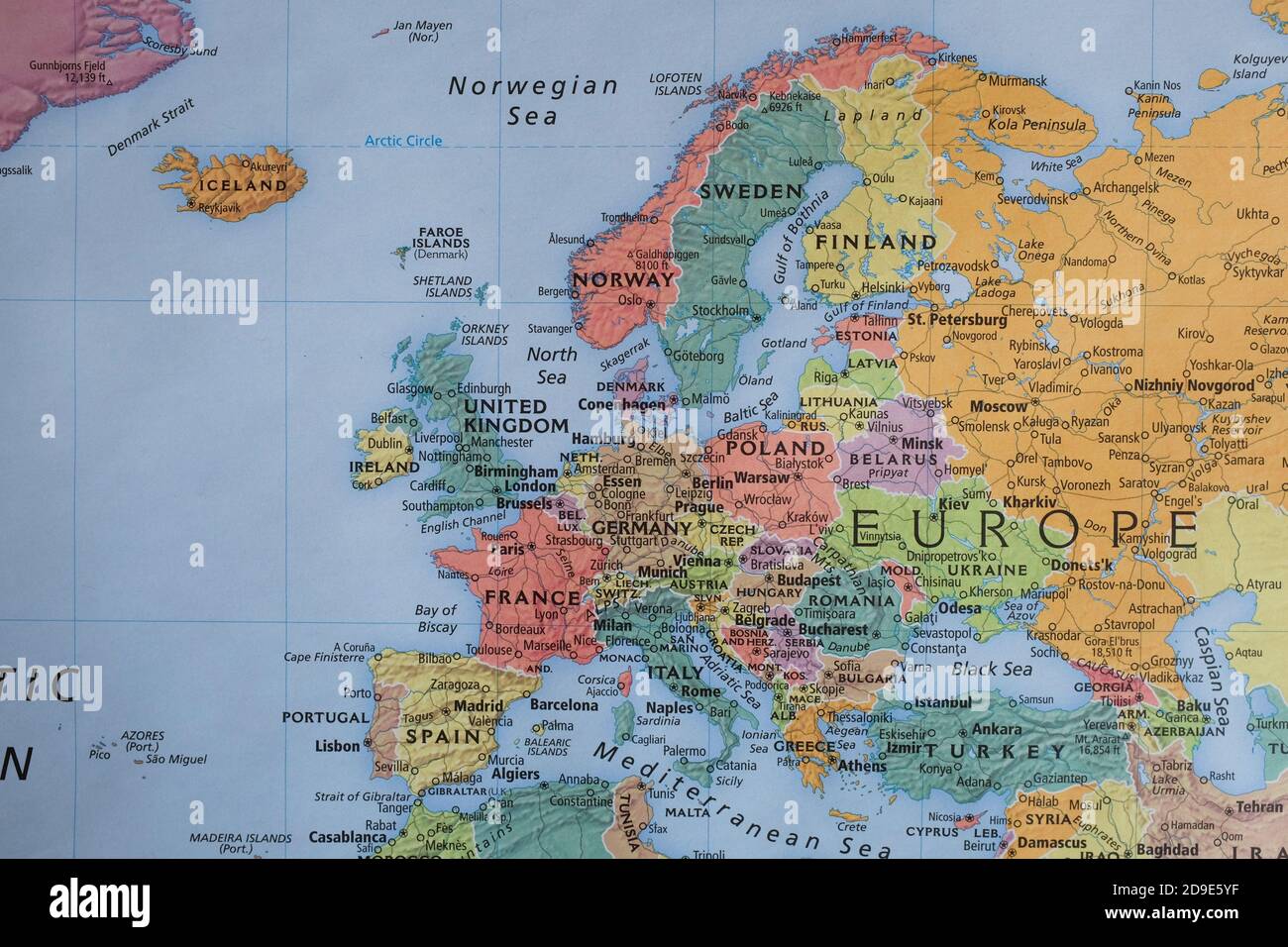 A map showing Europe. Stock Photo