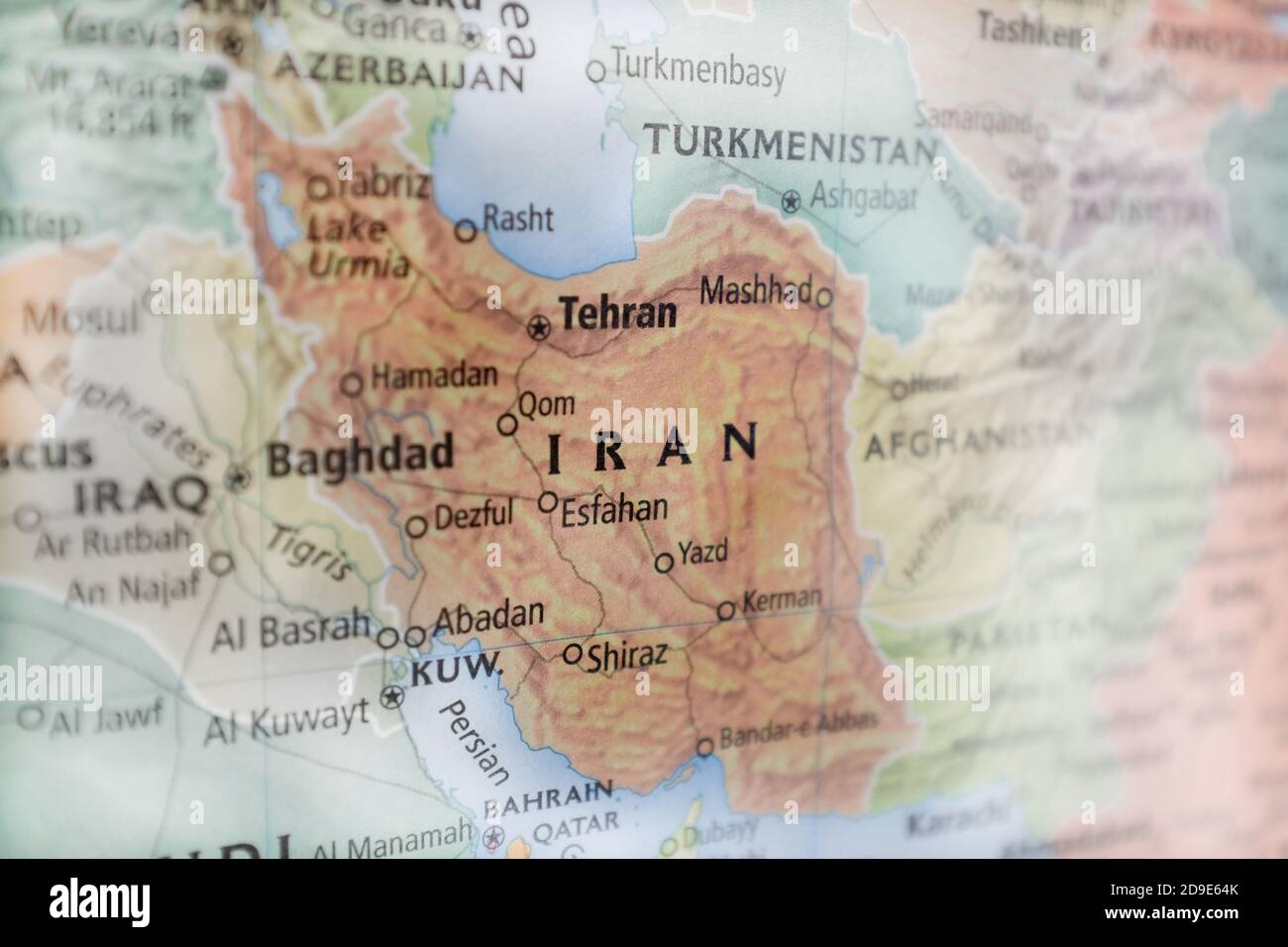 Iran on a map. Stock Photo