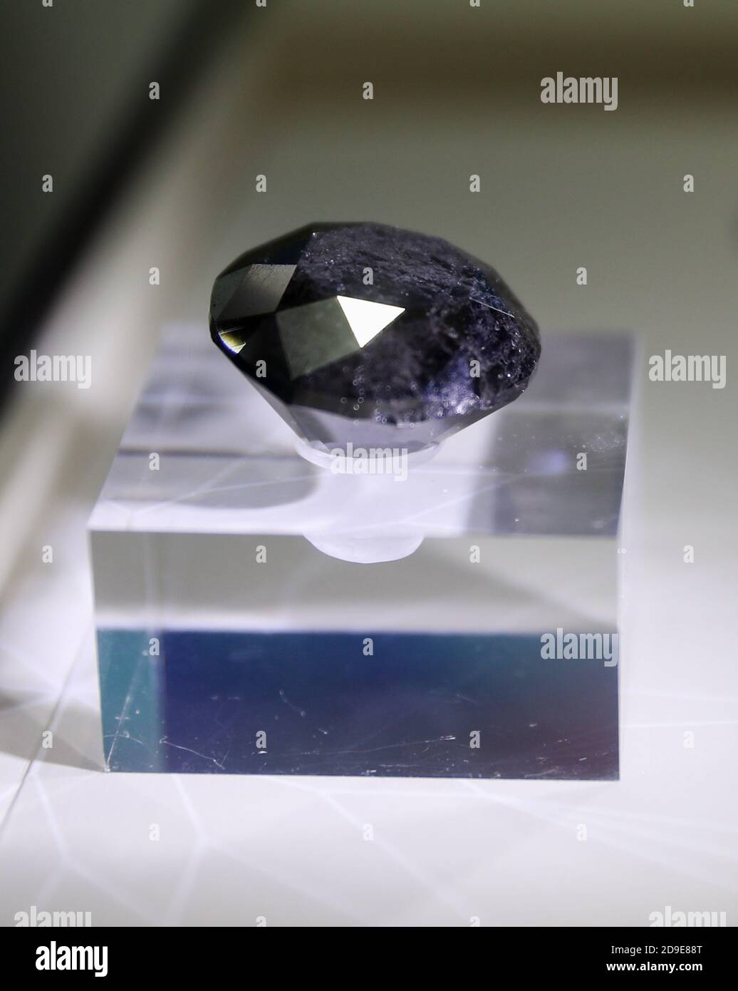 Shanghai, China. 5th Nov, 2020. An 88-carat black diamond with 57 facets is pictured at the consumer goods exhibition area during the third China International Import Expo (CIIE) in Shanghai, east China, Nov. 5, 2020. The diamond, which belongs to the French jewelry brand Korloff, is originated in medieval Europe according to the records. Credit: Ding Ting/Xinhua/Alamy Live News Stock Photo