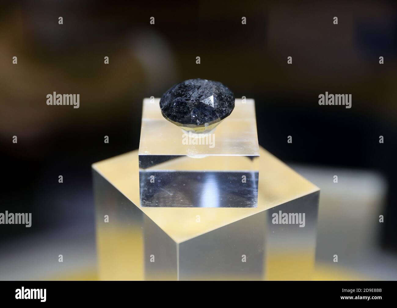 Shanghai, China. 5th Nov, 2020. An 88-carat black diamond with 57 facets is pictured at the consumer goods exhibition area during the third China International Import Expo (CIIE) in Shanghai, east China, Nov. 5, 2020. The diamond, which belongs to the French jewelry brand Korloff, is originated in medieval Europe according to the records. Credit: Ding Ting/Xinhua/Alamy Live News Stock Photo