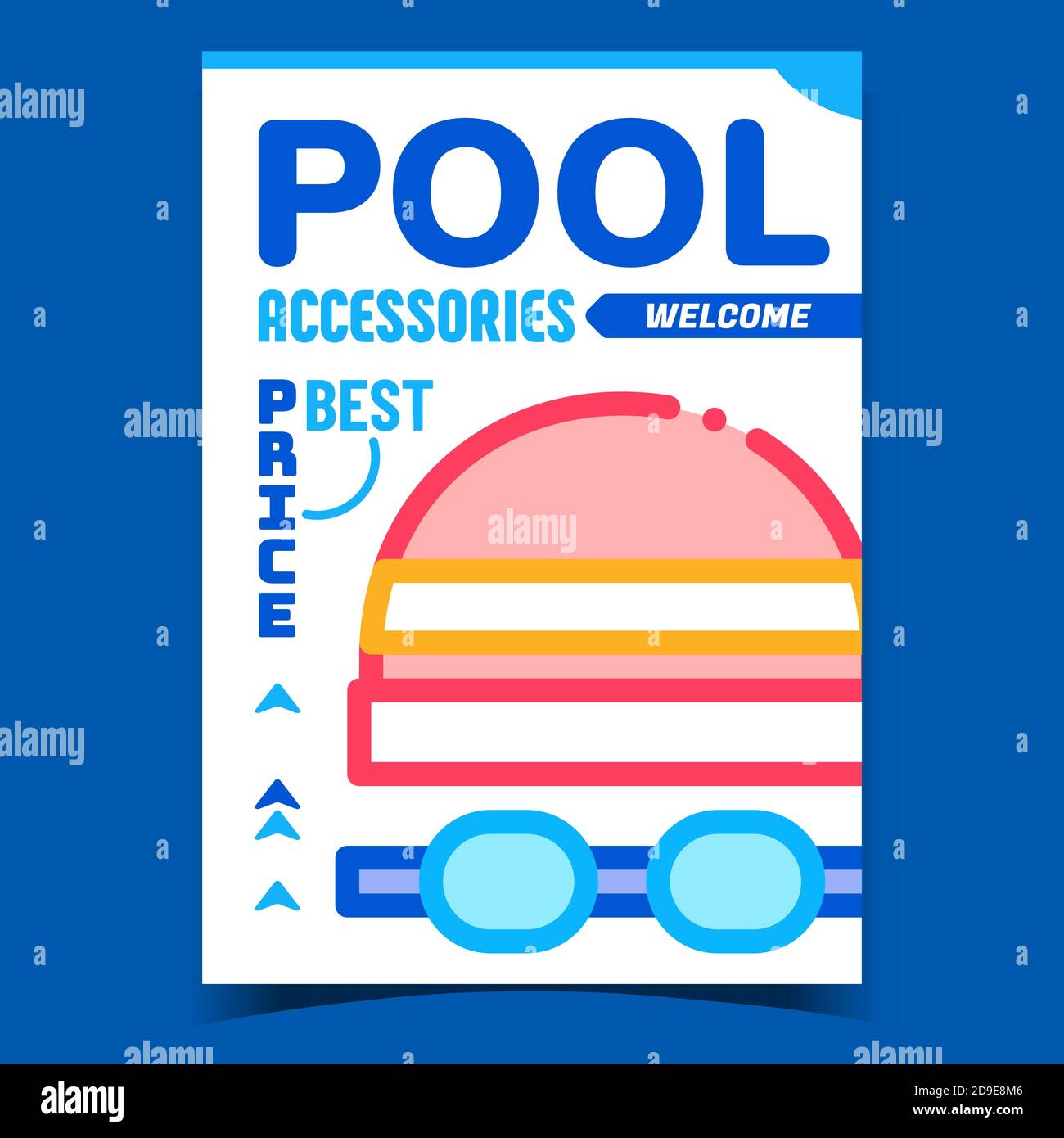 Pool Accessories Shop Creative Promo Poster Vector Stock Vector Image ...