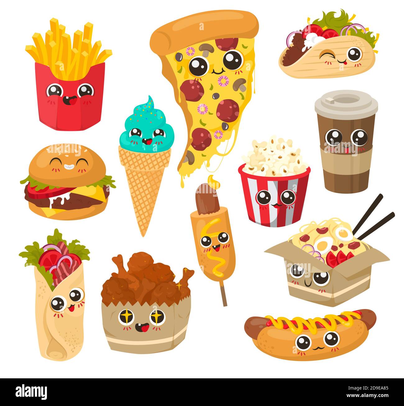 Cute and funny fast food character set, flat vector illustration. Happy snack food with human faces Stock Vector Image & Art - Alamy Cute and funny fast food character set, flat vector illustration. Happy snack food with human faces Stock Vector Image & Art - Alamy