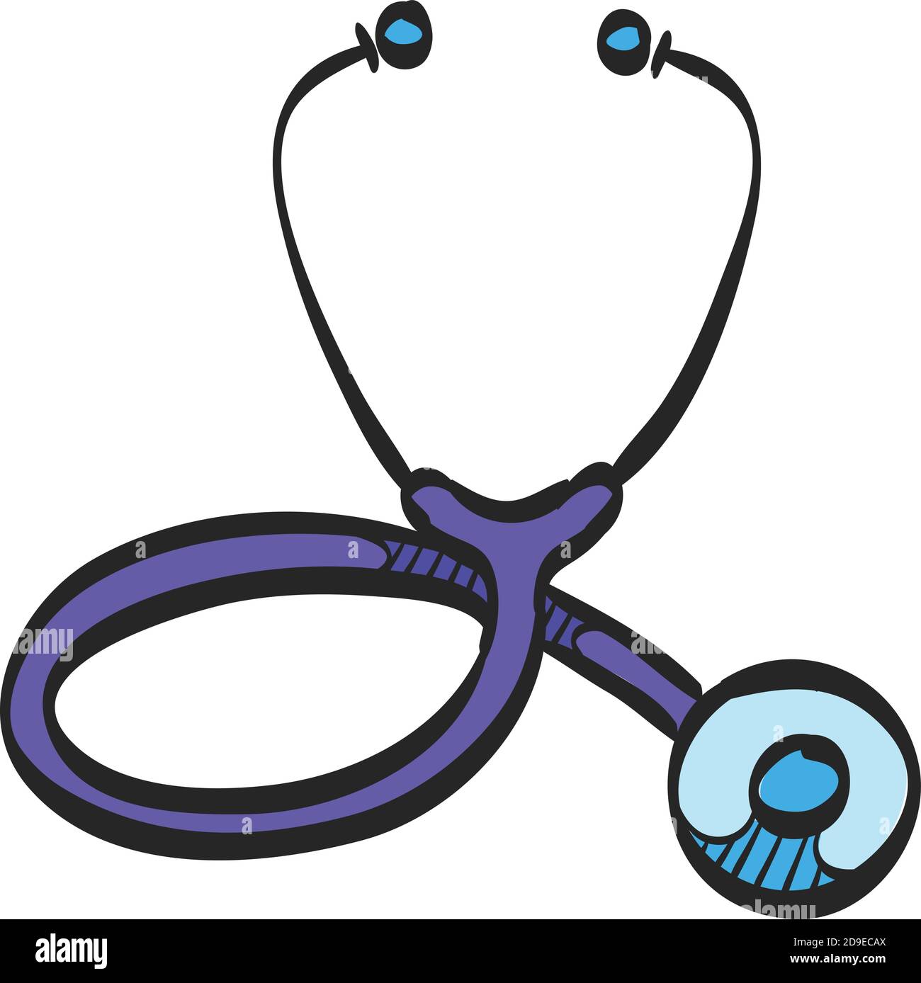 Stethoscope icon in color drawing. Medical equipment, doctor