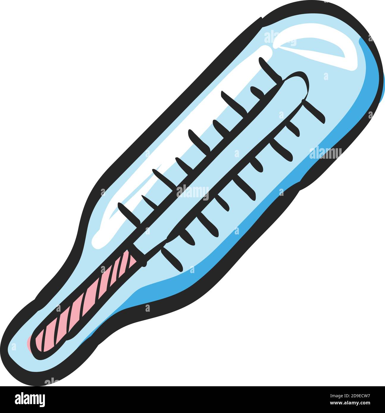 Thermometer icon in color drawing. Medical equipment healthcare doctor