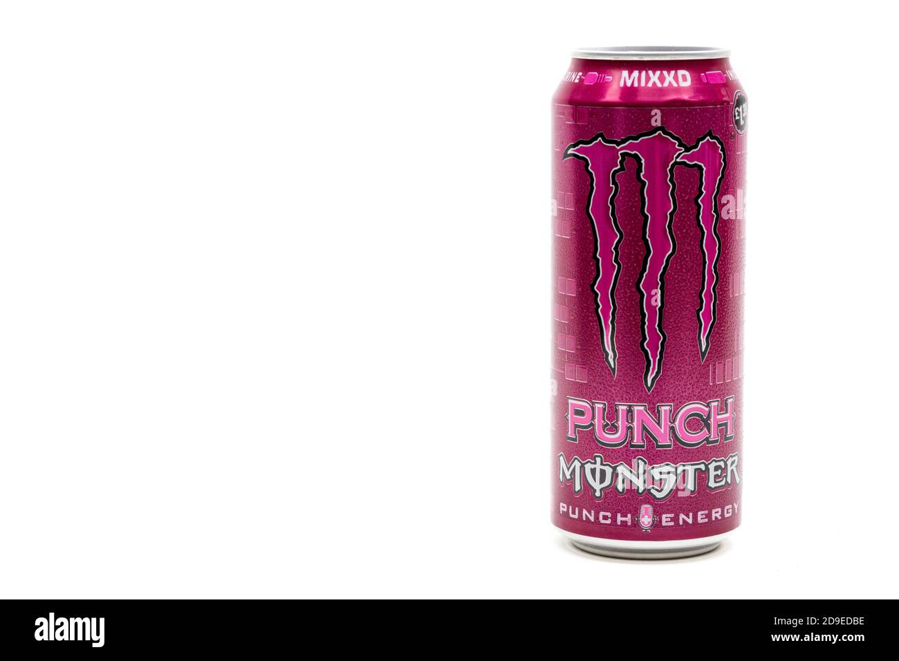 London, United Kingdom, 14th October 2020:- A Can of Monster MIXXD Punch  Energy Drink Isolated on a white background Stock Photo - Alamy