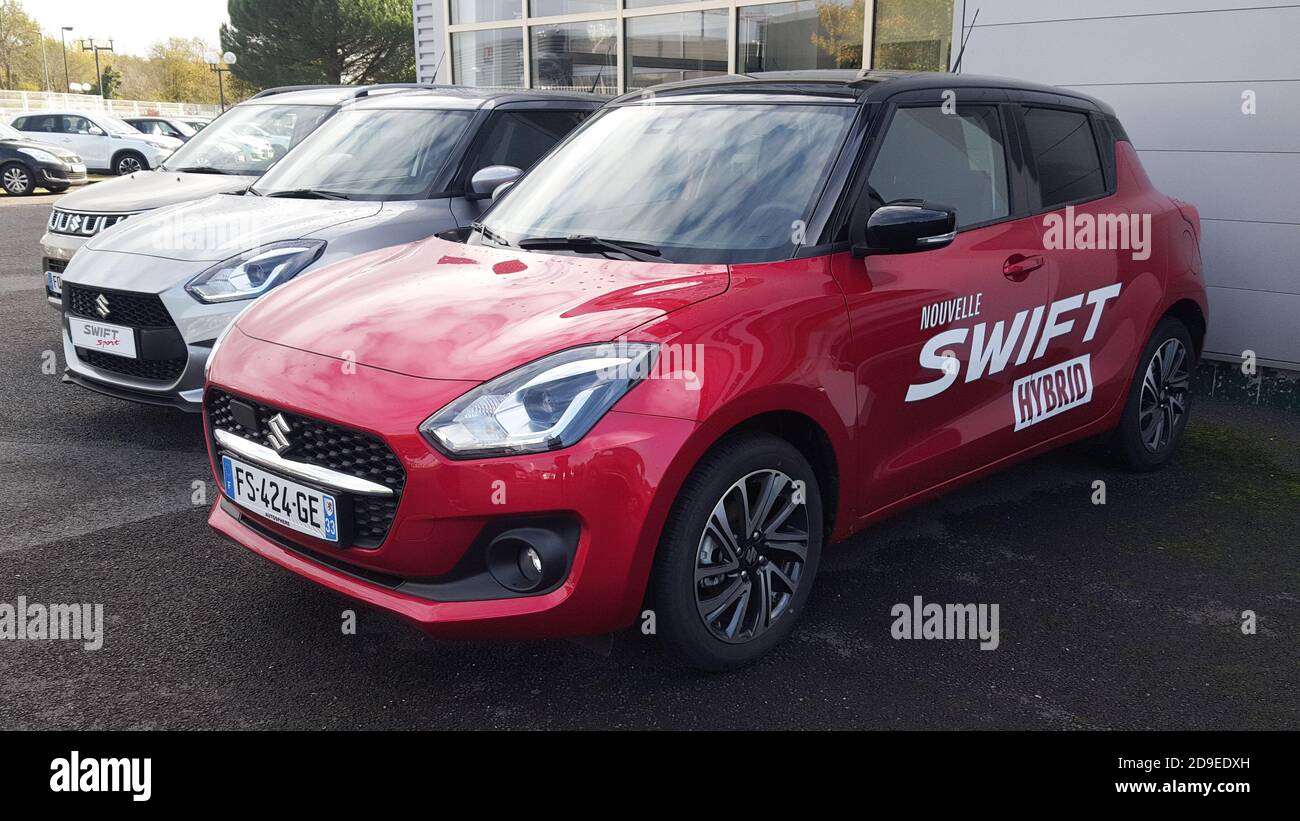 Bordeaux , Aquitaine / France - 11 01 2020 : Suzuki New Swift hybrid fuel electric japan car front of seller dealership Stock Photo