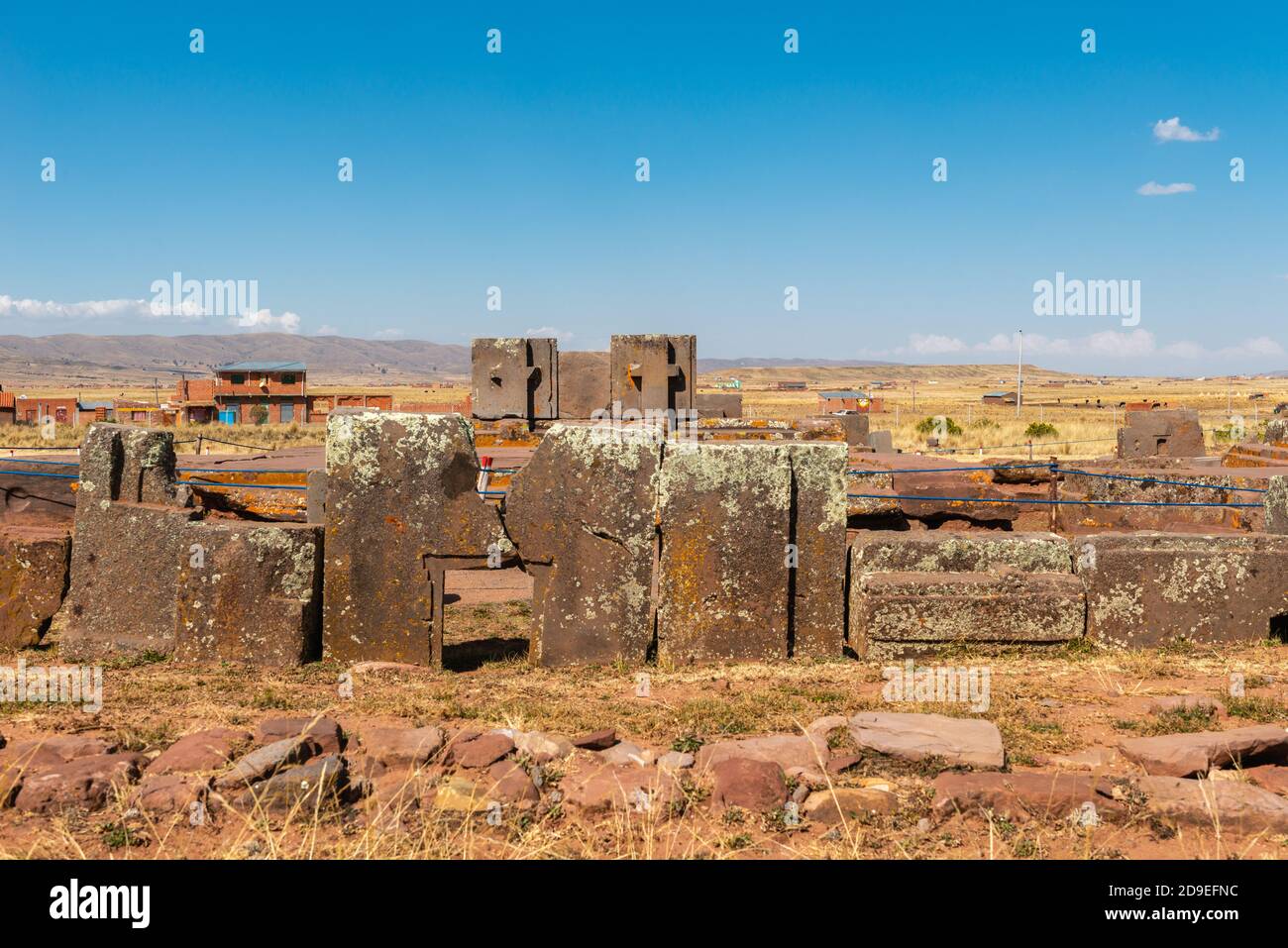 Archiological site of Pumapunku, Tiwanaku or Towanacu , Altiplano, Municipality La Paz, Bolivia, Latin America Stock Photo