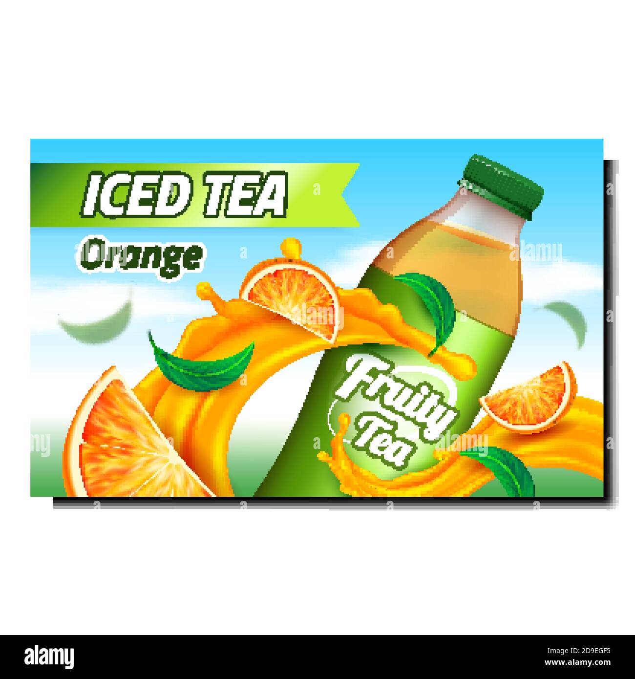 Orange Iced Tea Creative Promotional Poster Vector Stock Vector