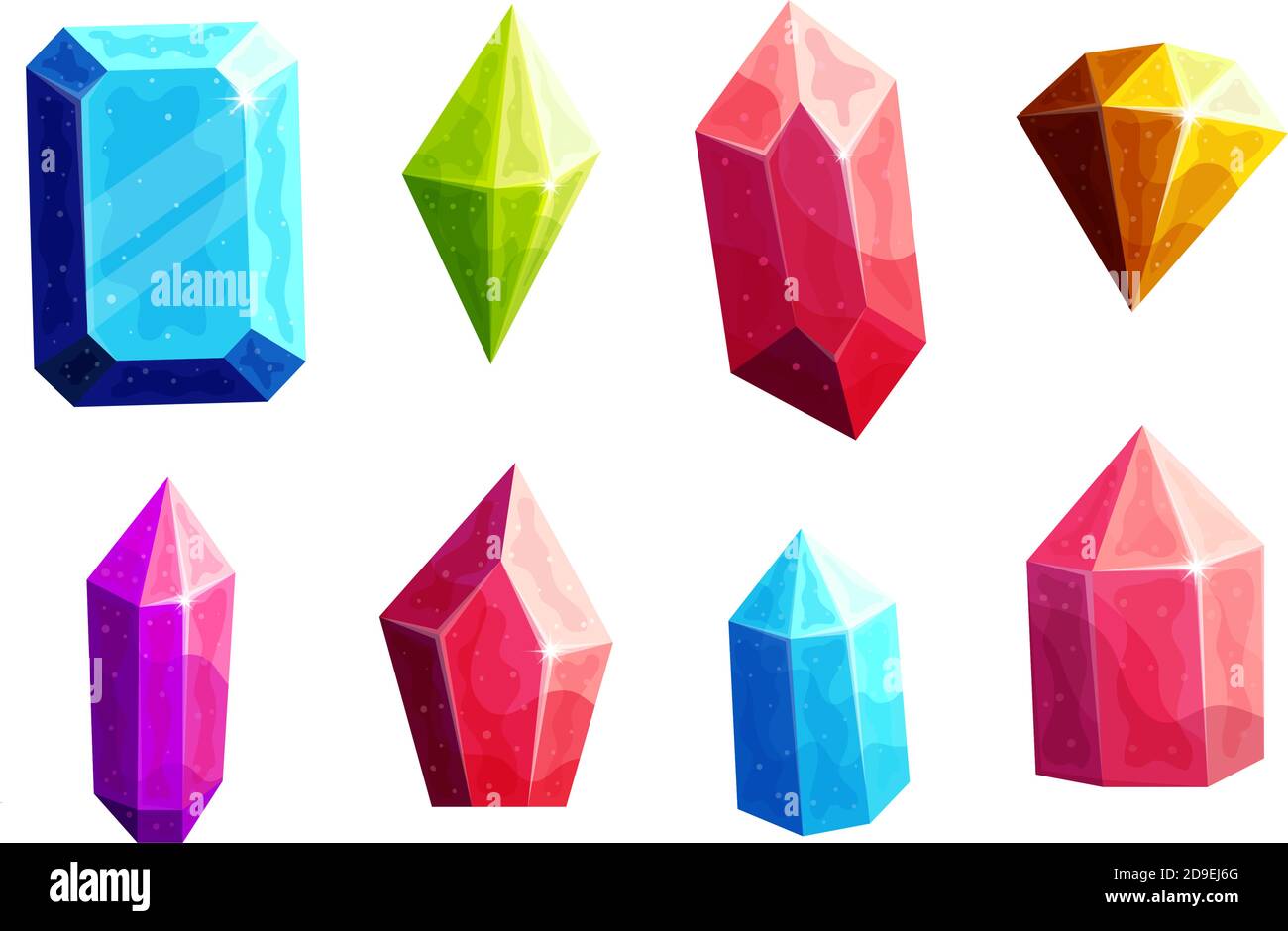 Sparkling multicolor crystals illustrations set Stock Vector