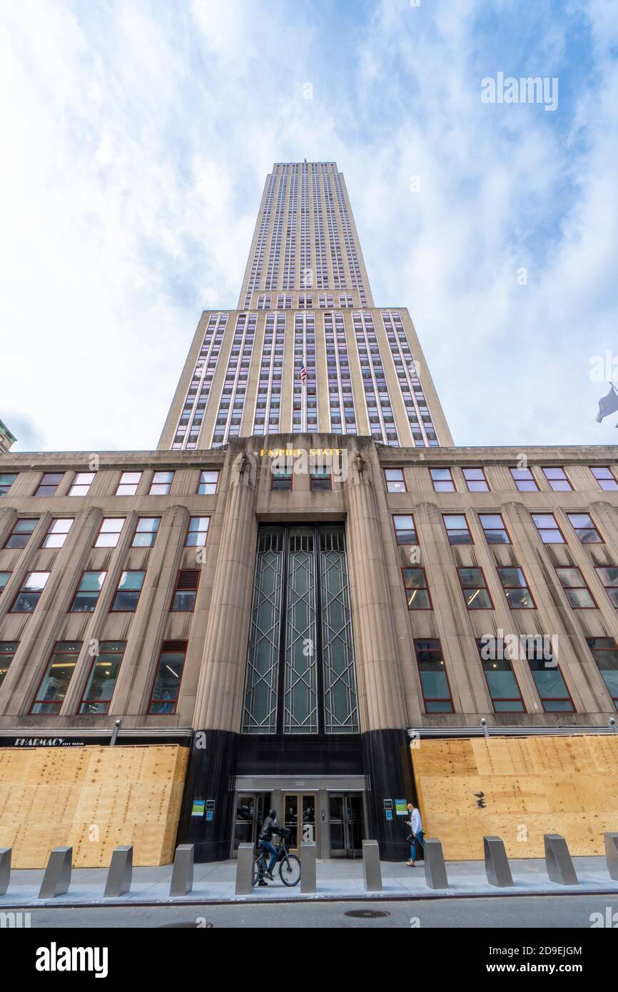Boarding up stores fronts Manhattan for US Presidential elections 2020. Stock Photo