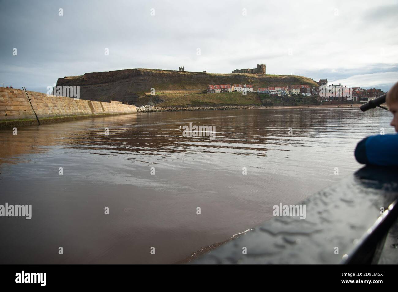 A view of the East pier, Whitby Harbour, Whitby, Yorkshire, England. Stock Photo