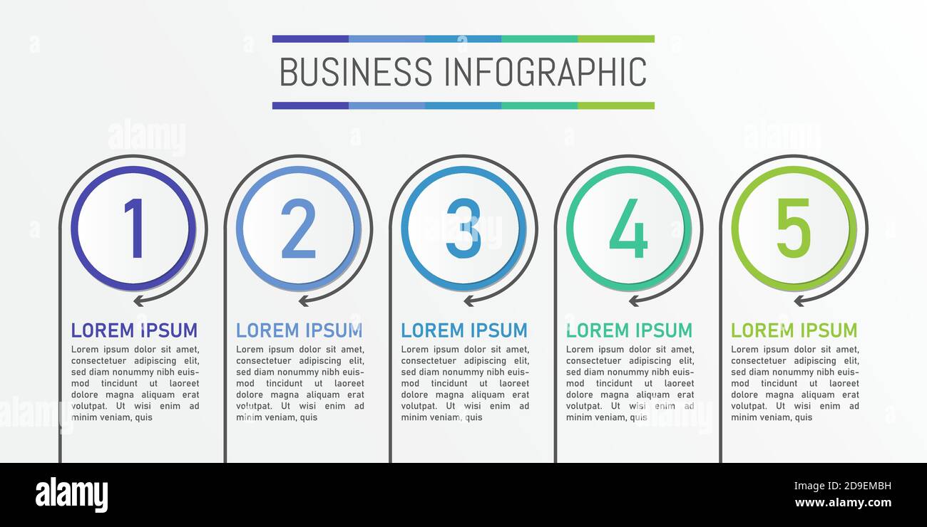 Modern timeline infographic template, 5 options or step. Stock Vector