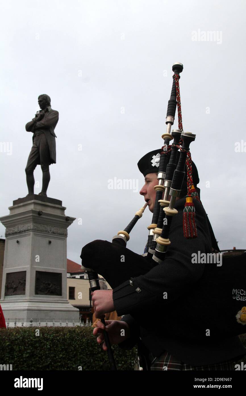 Ayr Burns Statue Square, Ayrshire, Scotland, UK The annual wreath