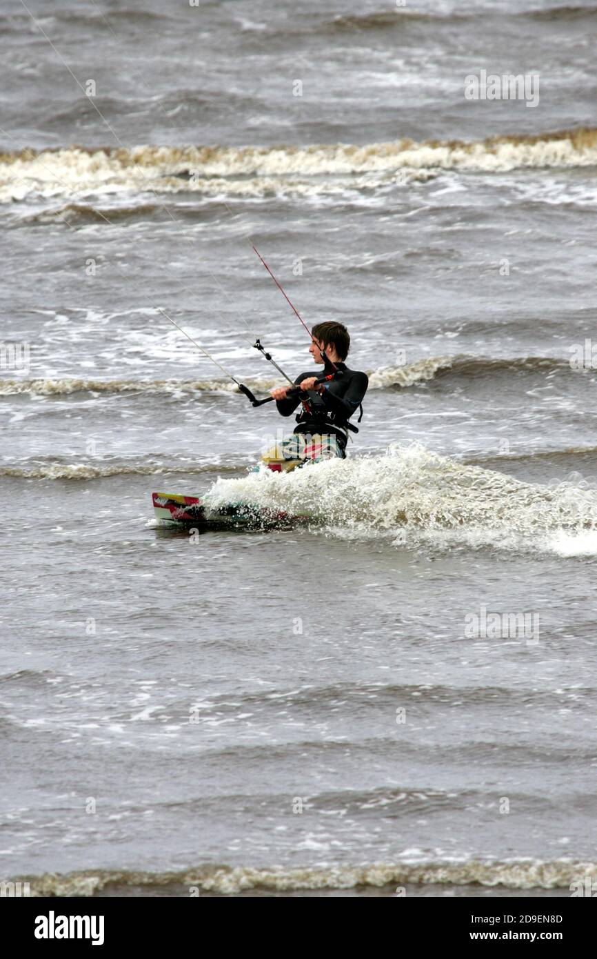 Windsurfing and wind kite surfinging competition at Ayr Seafront and