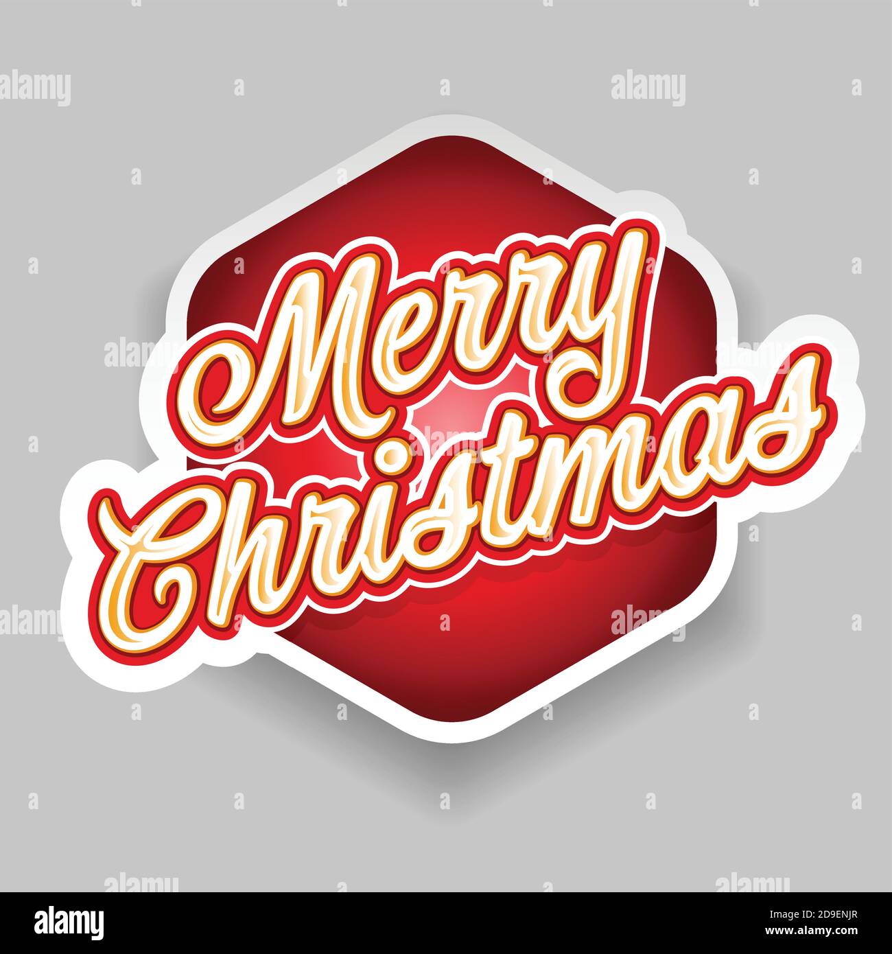 Merry Christmas label red lettering Stock Vector
