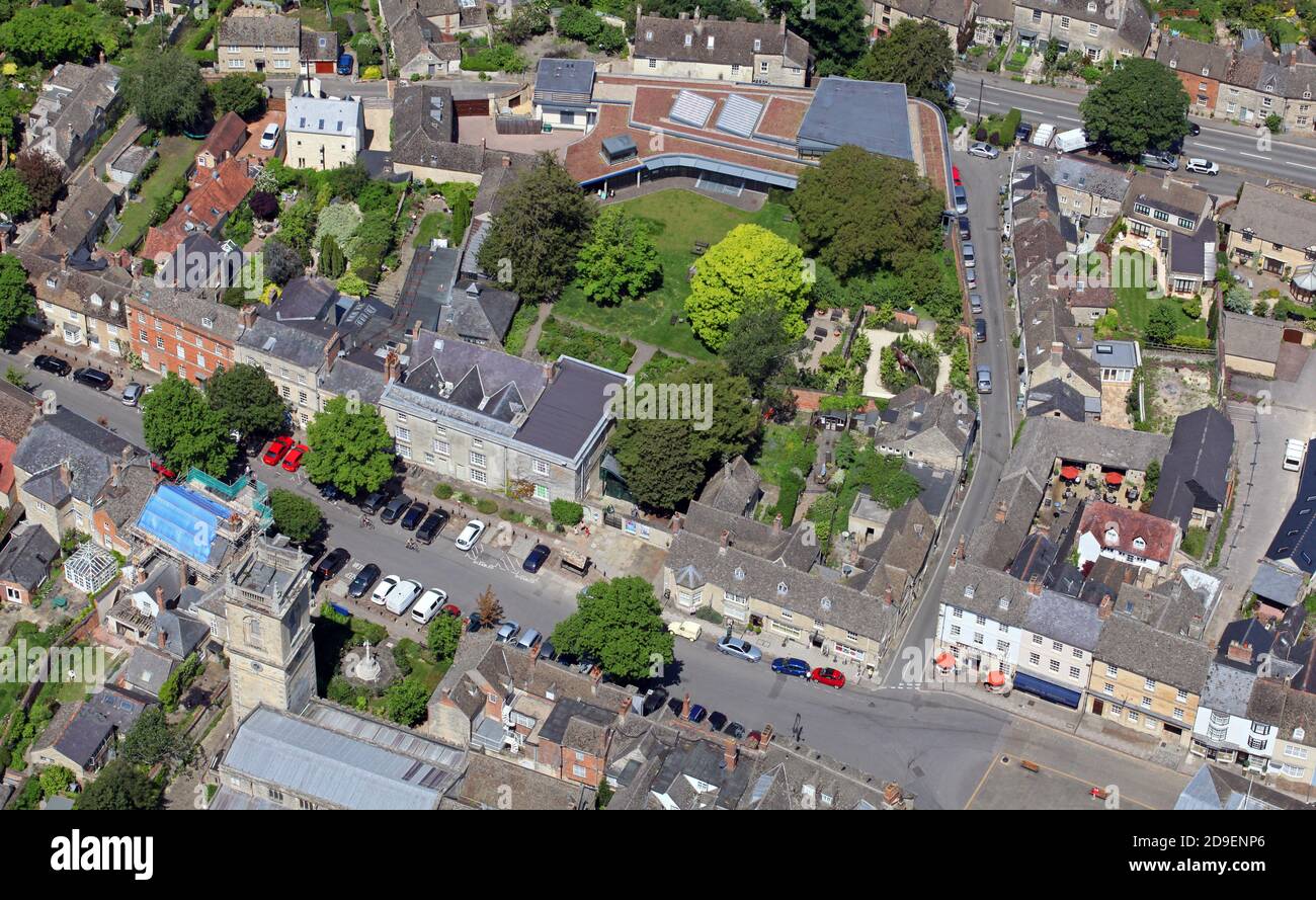 aerial view of The Oxfordshire Museum, Woodstock, Oxfordshire, UK Stock Photo